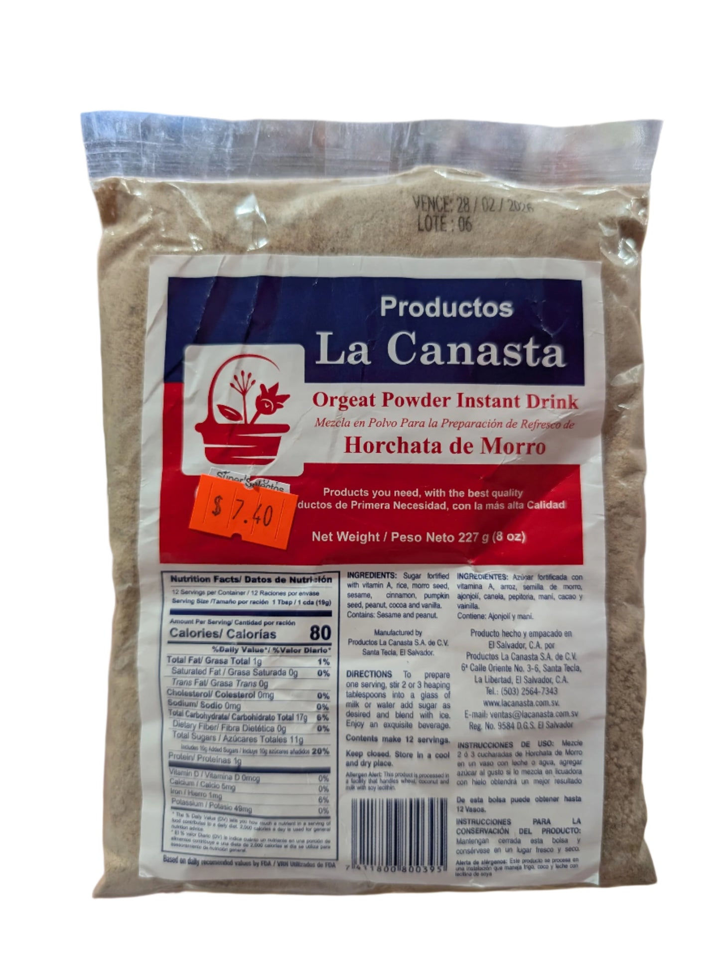 Horchata Morro La Canasta 227g