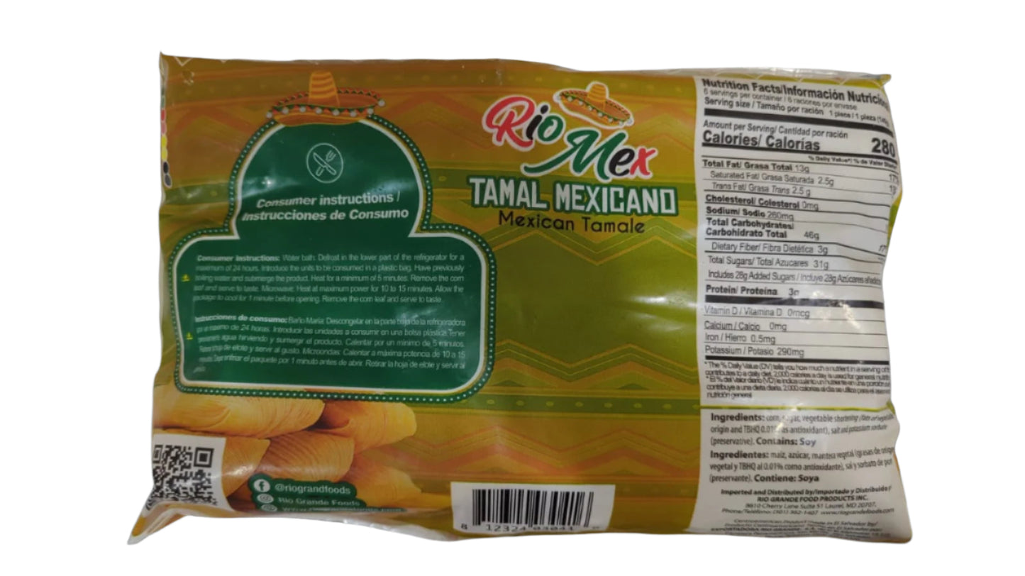 Rio Grande Congelado Tamal Elote Mexicano 16 Un (30oz-850g)