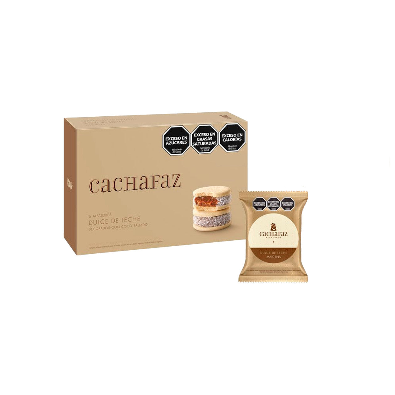 ALFAJORES CACHAFAZ DULCE DE LECHE CON COCO RALLADO 6un