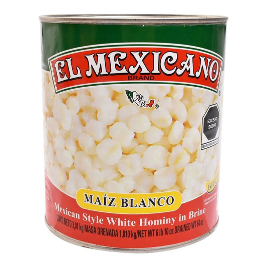 El Mexicano White Hominy- Maiz Blanco 64 oz