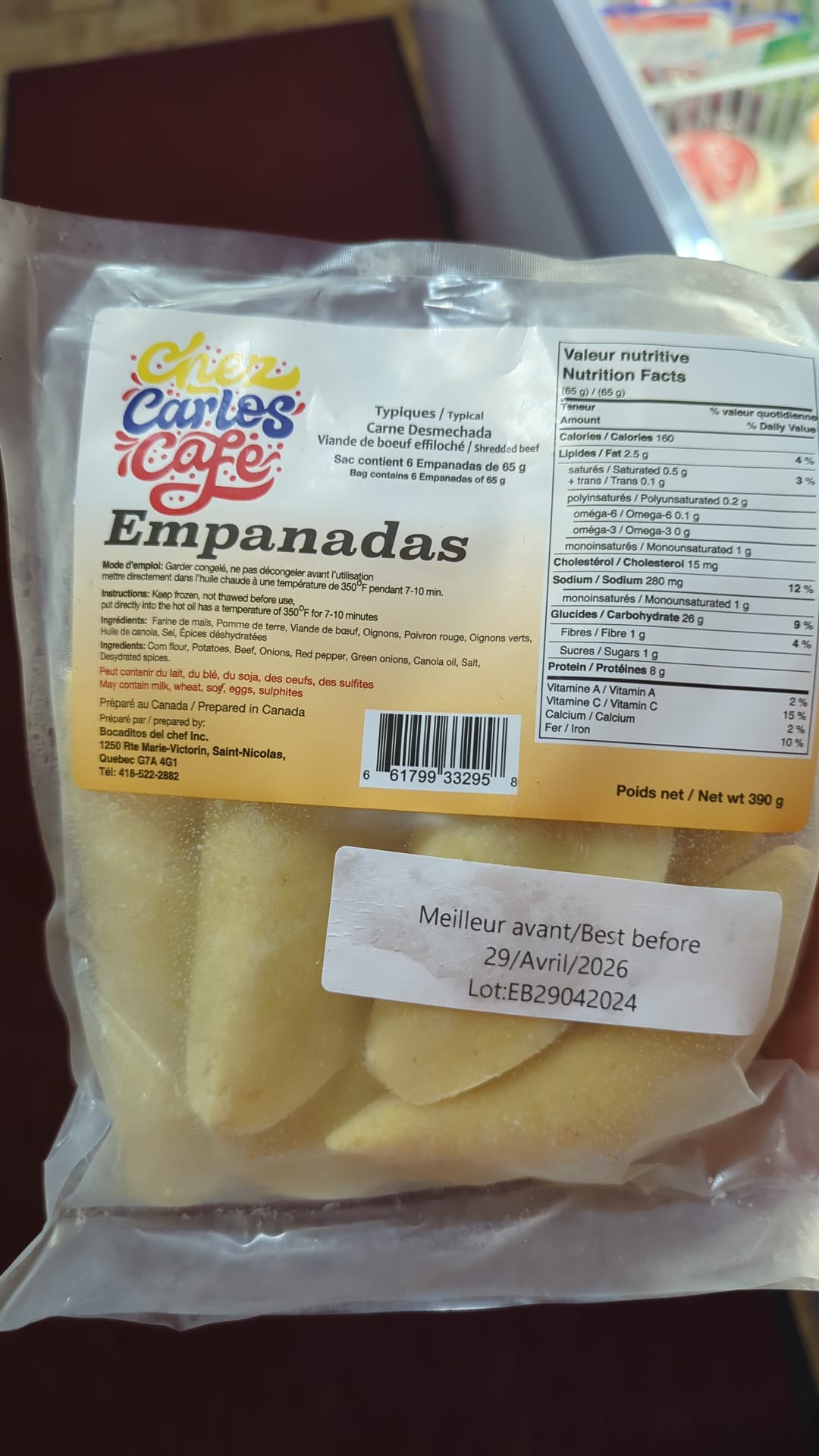 Chez Carlos Chef Beef empanadas 390 gr