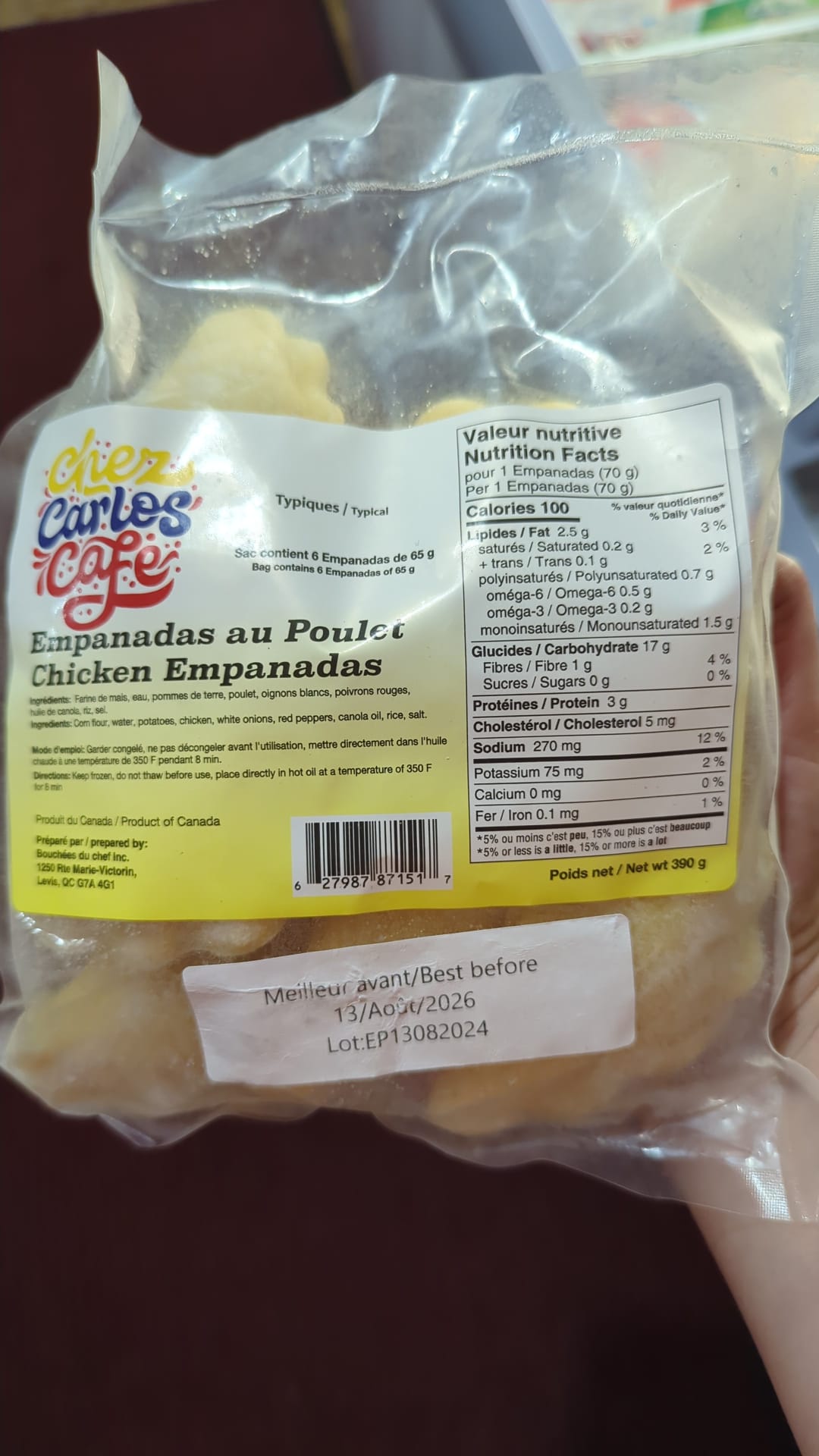 Chez Carlos Chef Empanadas Chicken 390 gr